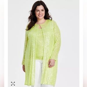 Anne Klein Green Sequence Duster And Tank Top NWT Sz XL